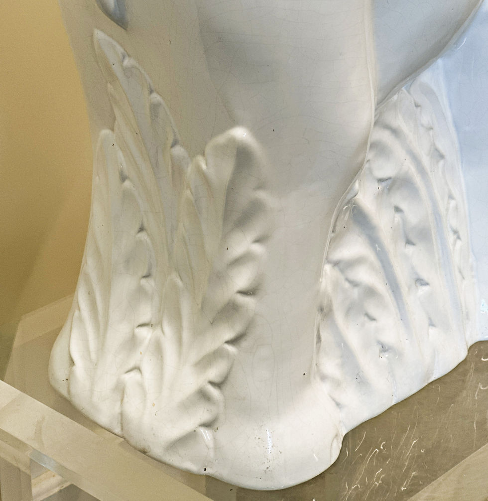 Thumbnail: Vintage White Ceramic Elephant Umbrella Stand - Planter, France 1970s.
