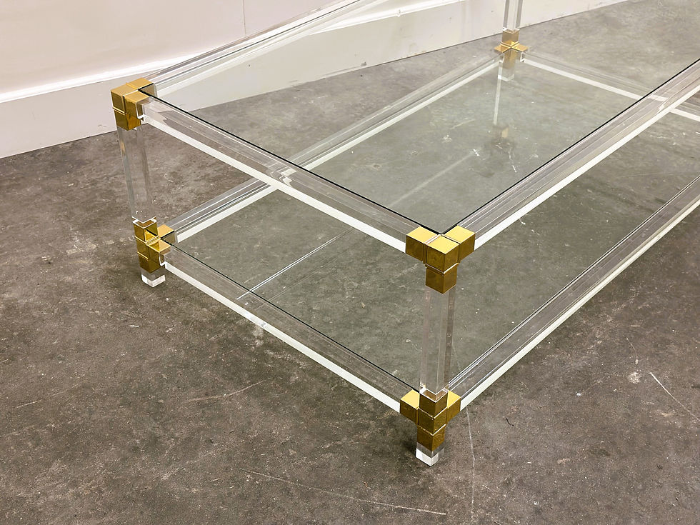 Thumbnail: Charles Hollis Jones Plexiglass and Brass  Coffee Table, 1970s