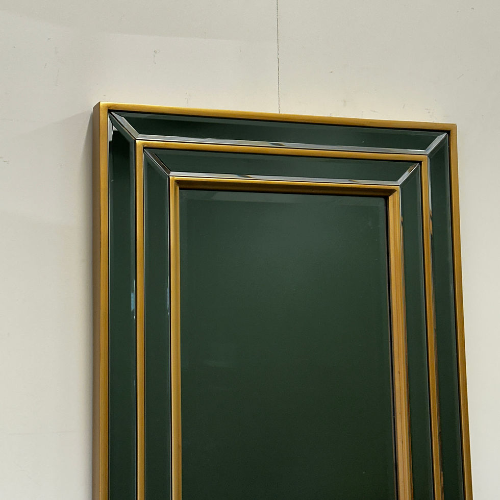 Thumbnail: Mid-Century Modern Mirror with Layered Brass Frame, 1980s