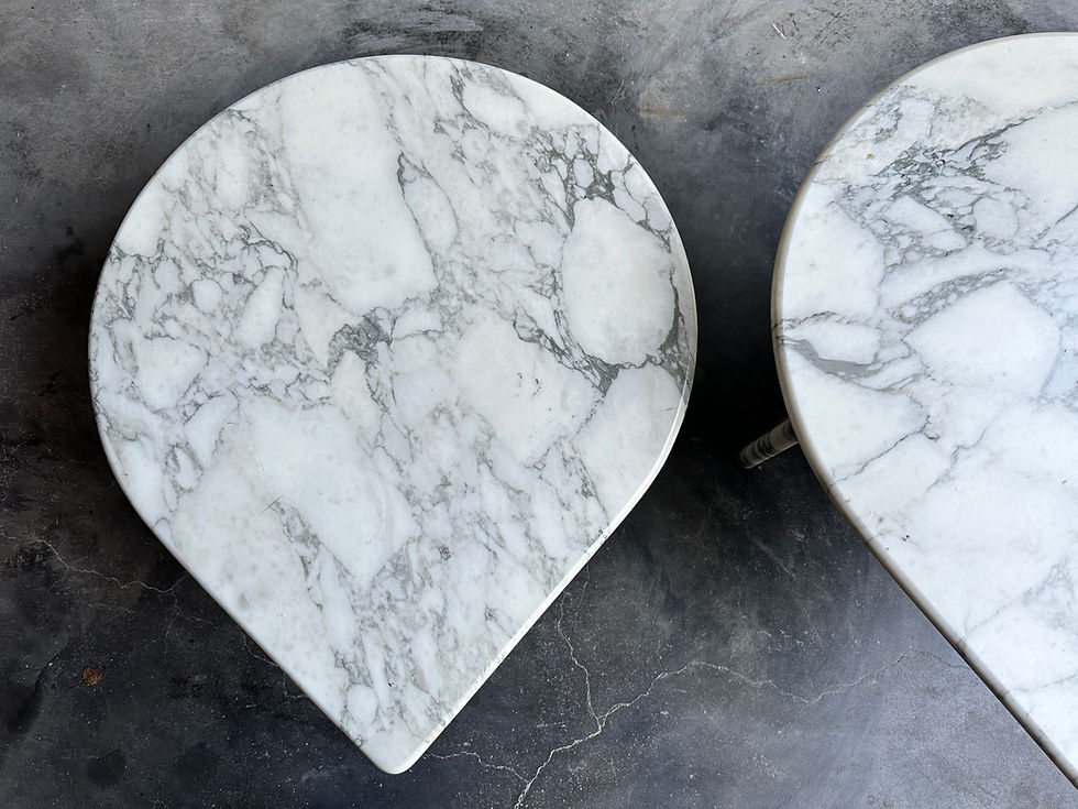 Thumbnail: Vintage Set of 2 Teardrop Carrara marble coffee tables, Italy, 1970s