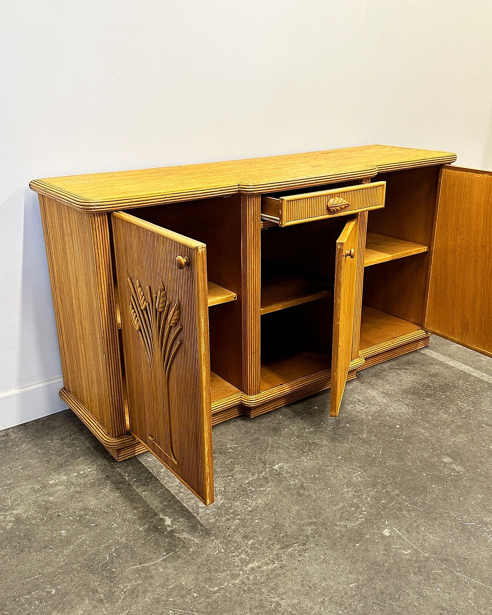 Thumbnail: Pencil Reed Vintage Rattan Sideboard, France 1970s.