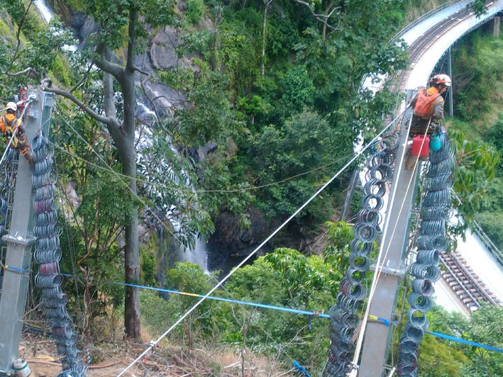 slope stabilisation above active rail line world heritage park