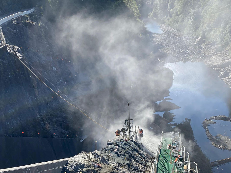 rock anchor installation dam spillway upgrade
