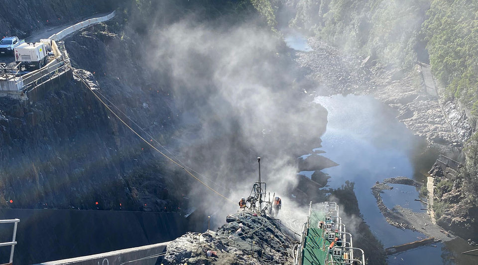 rock anchor installation dam spillway upgrade