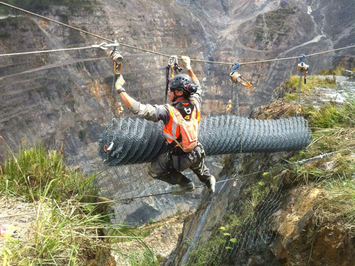 rockfall mesh drape installation