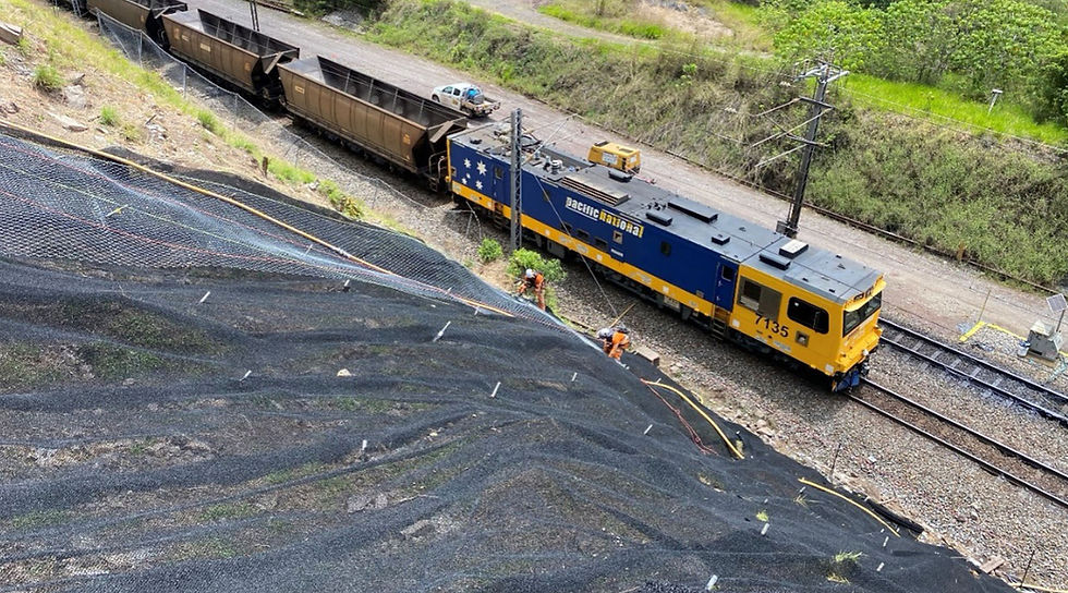 slope stabilisation above live rail line