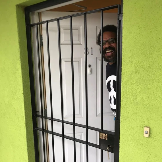 Happy customer with a security gate.
east London