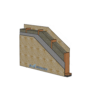 Sectiune perete exterior placat cu OSB al unei case pe structura de lemn in sistem timberframe by Miradex Wooden Buildings