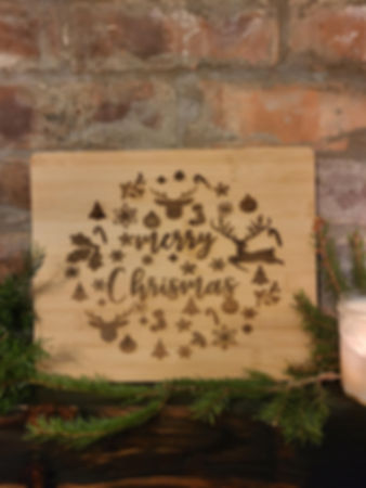 Merry Christmas Engraved Bamboo Chopping Board | Holiday Serving Board | Christm