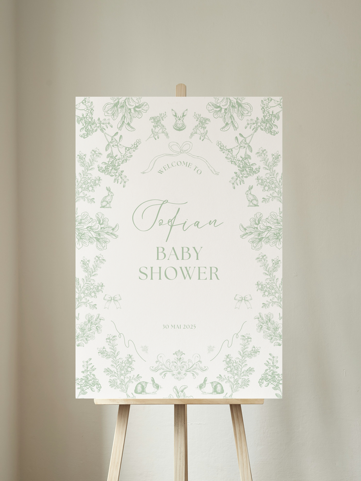 Panneau de Bienvenue Baby Shower décoration Toile de Jouy