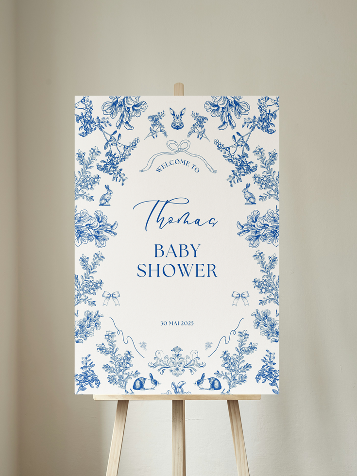 Panneau de Bienvenue Baby Shower décoration Toile de Jouy