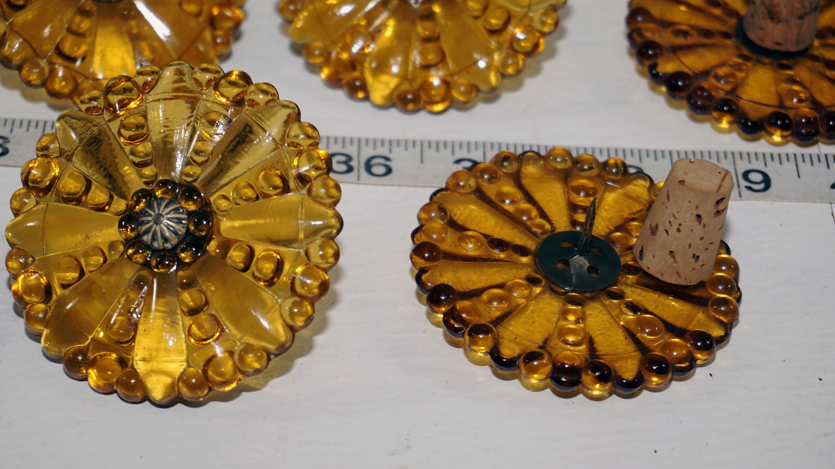 Set Of 8 Amber Glass Curtain Tieback
