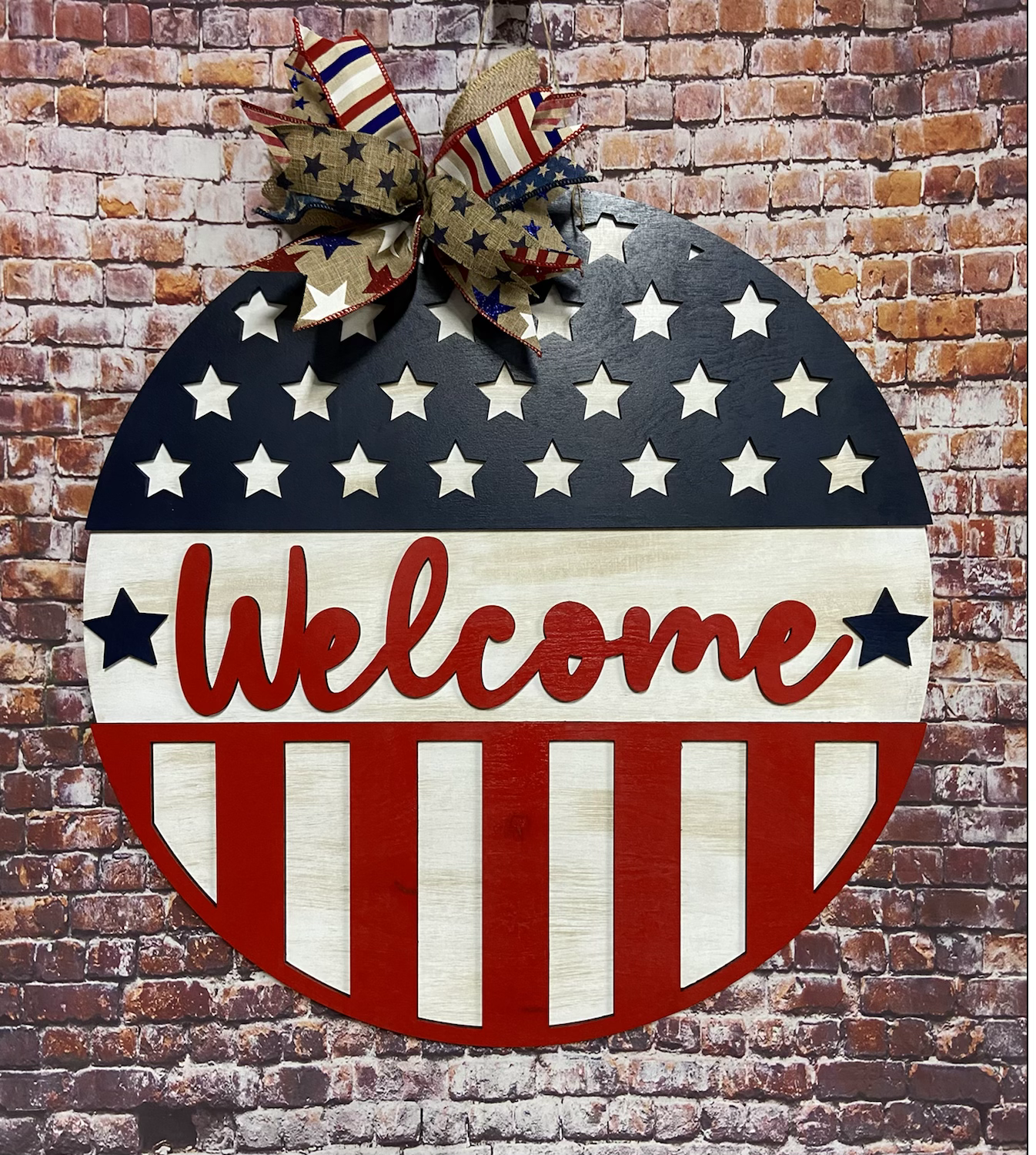Welcome patriotic door hanger