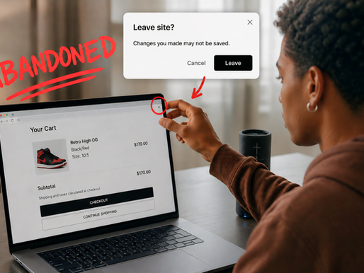 An online shopper deciding whether or not to abandon a purchase on their laptop