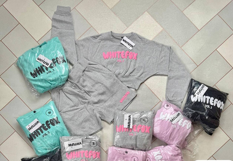 White Fox cropped jumper and short set