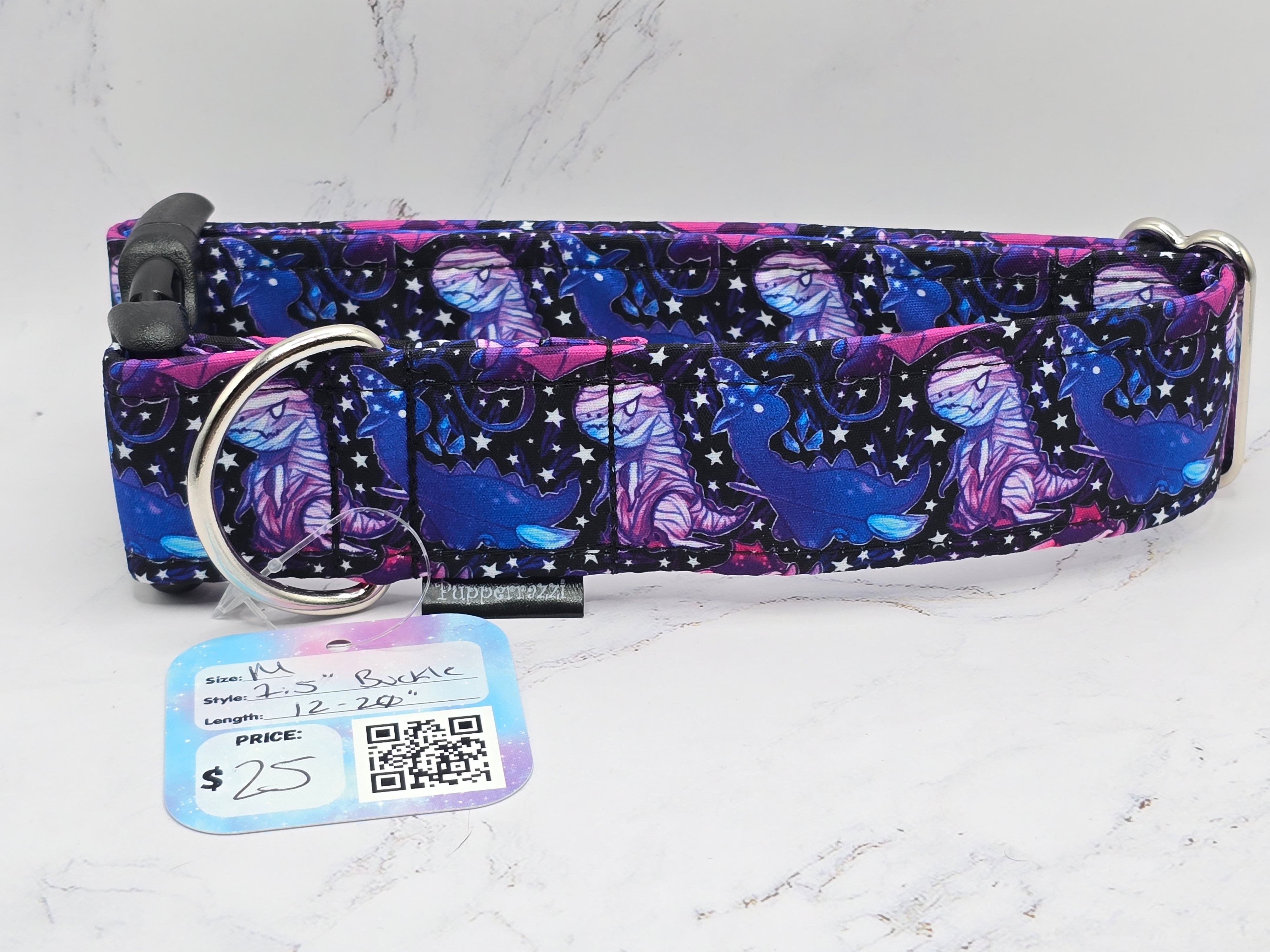 1.5" M Plastic Buckle 12-20" Dinos purple