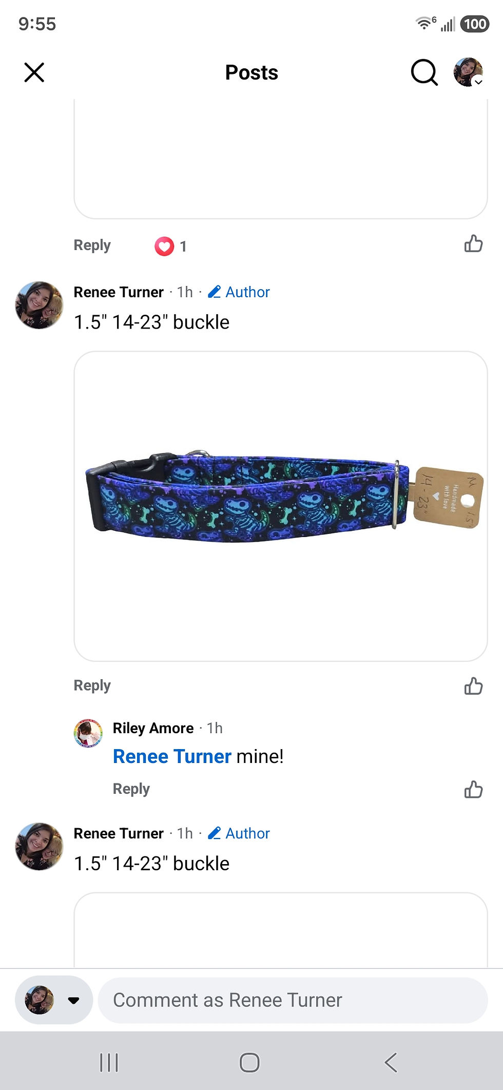 Thumbnail: Riley - 5 collars (honey dino 1.5" buckle)