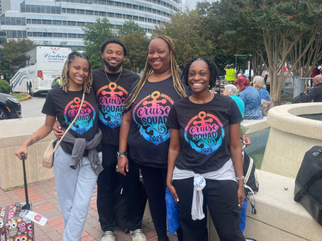 Happy cruisers going on the Carnival Sunshine