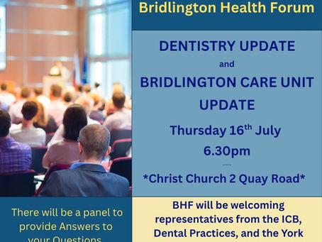 Bridlington Health Forum Public Meeting 16th July 2026