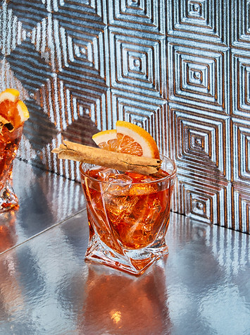 Commercial cocktail in bright and blue