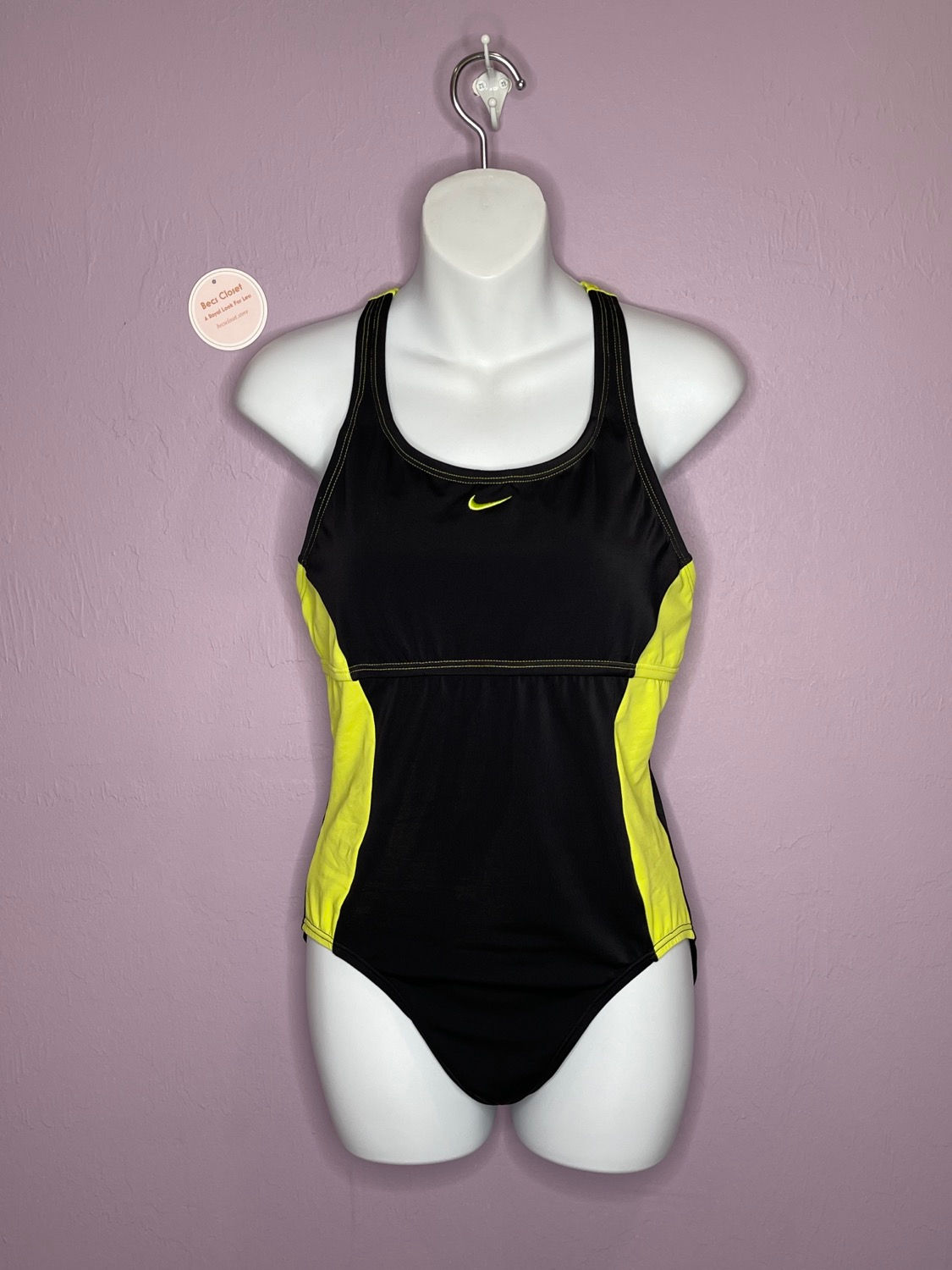 Designer Black And Green Fast Back One peice Size 12