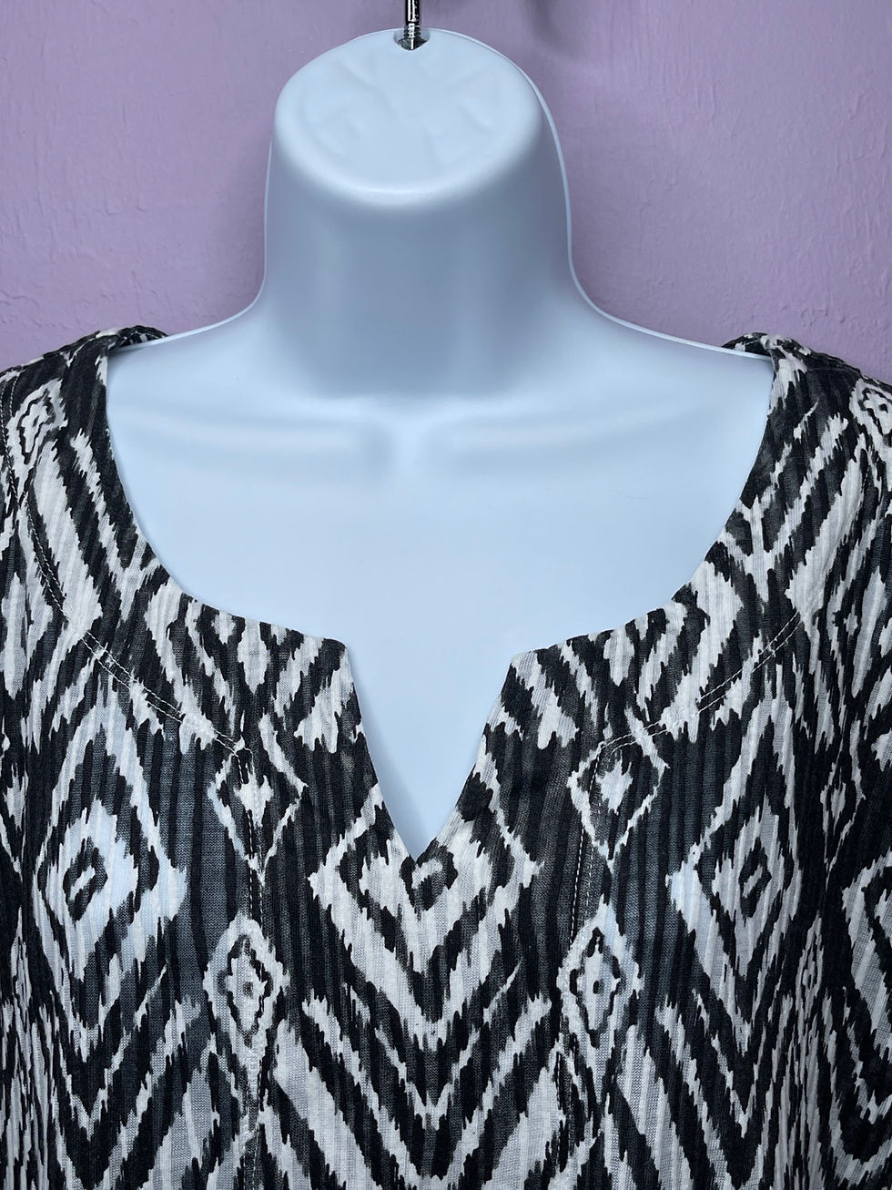 縮圖：Printed Designer Blouse Blue Green Black Size L