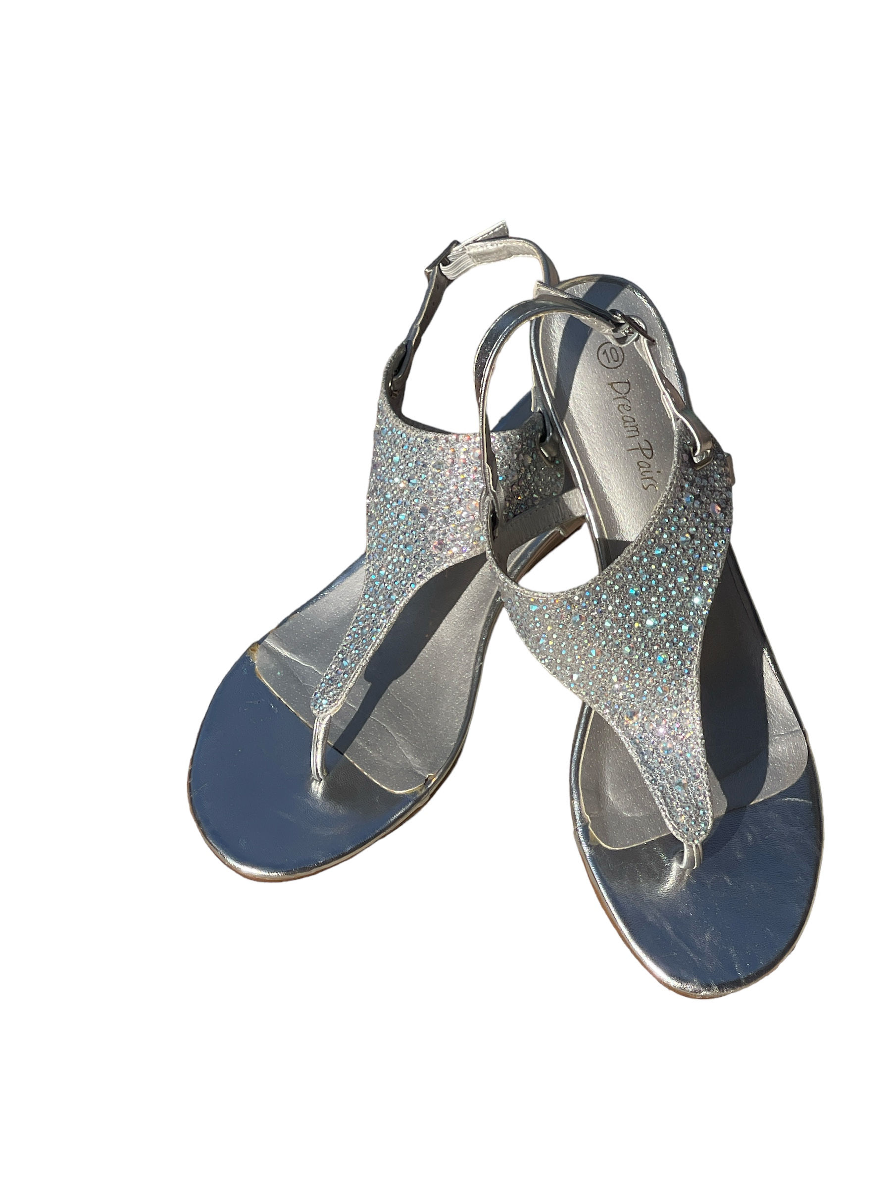Dream pairs Silver Thong Bling Sandals Evening Size 10