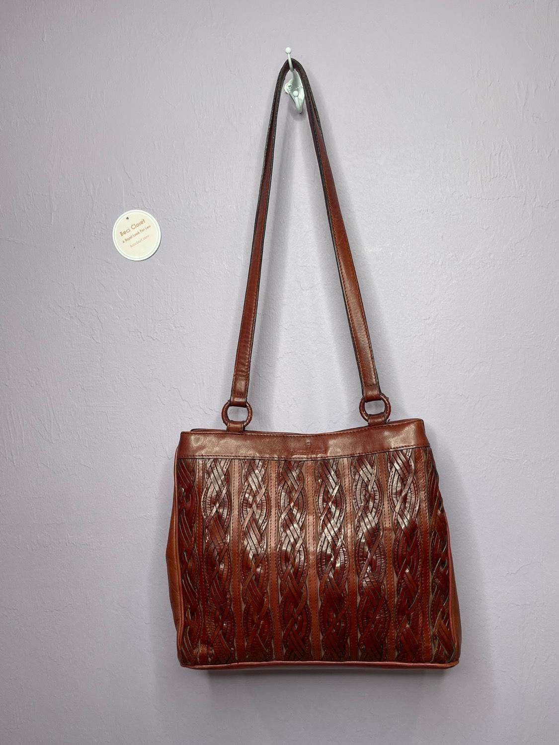 Etienne Aigner Vintage Red Brown Shoulder  Bag