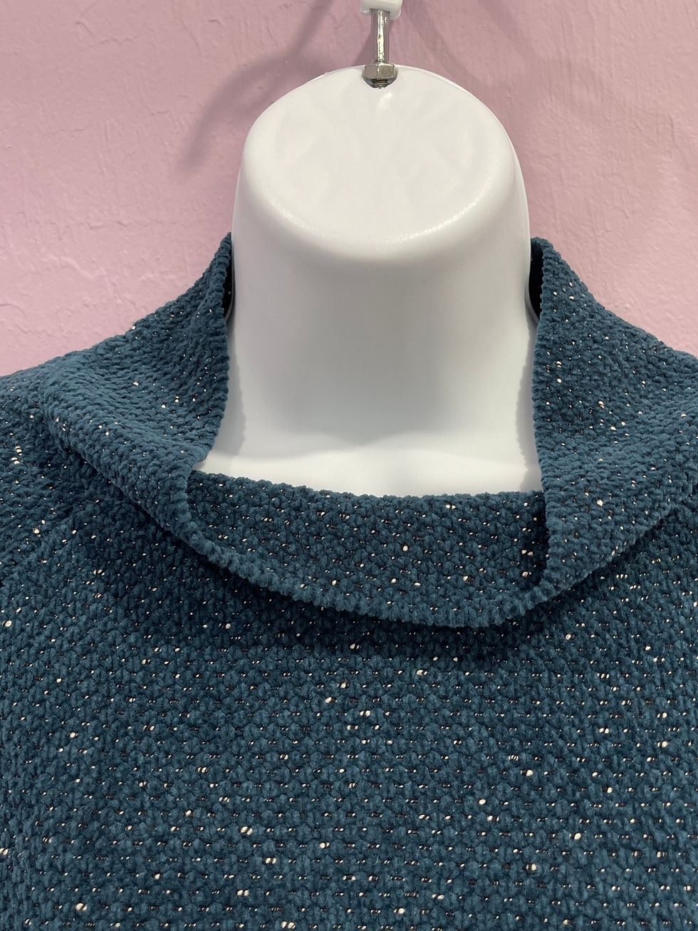縮圖：Eileen Fisher Cropped Turtleneck Knit Blue White XXS