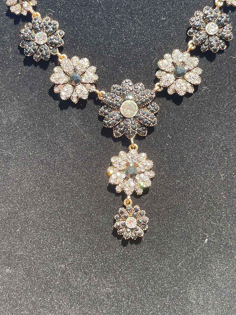 縮圖：Fashion Jewelry Bling Glitz Oval Floral Stud Cut Glass Silver Tone