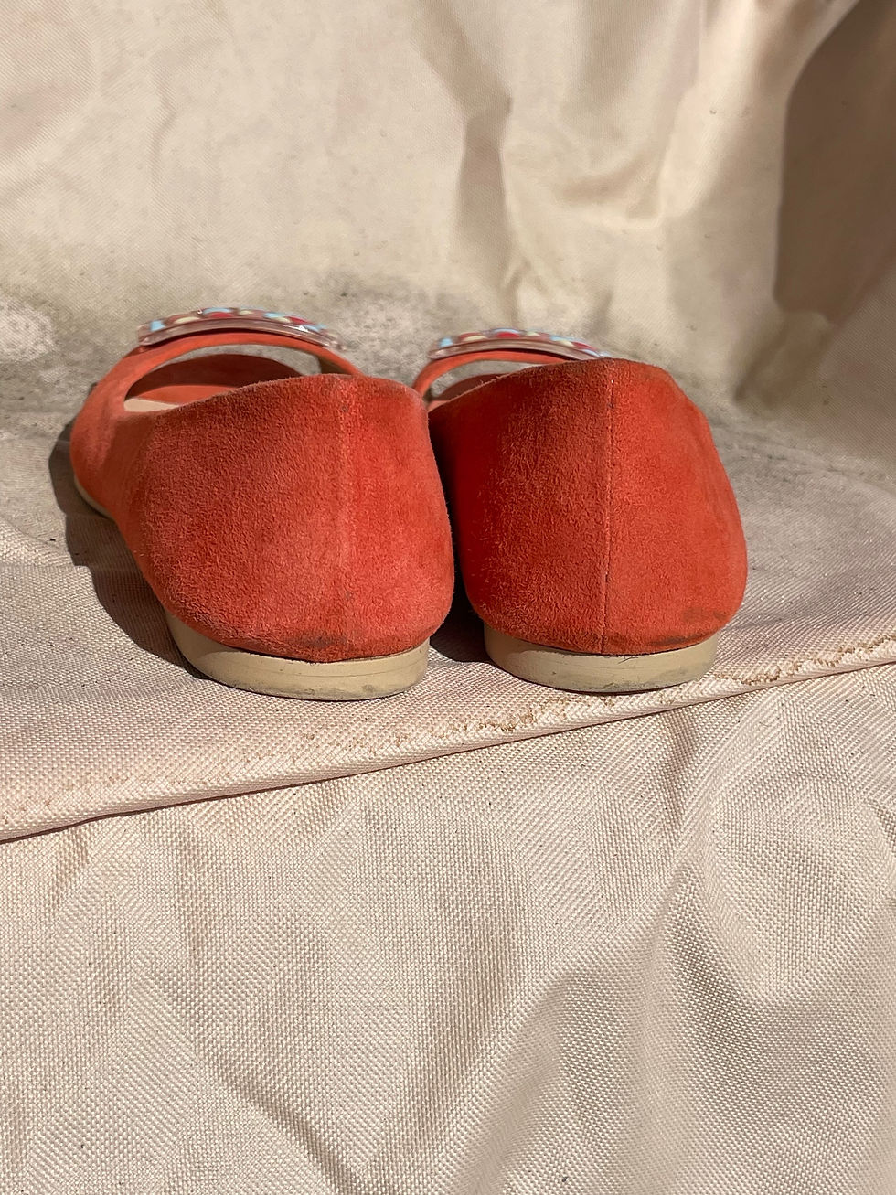 縮圖：FS/NY French Sole Orange Open Toe Flats Slides Slip on Size 7B