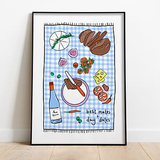 Best mates and day dates picnic print in frame