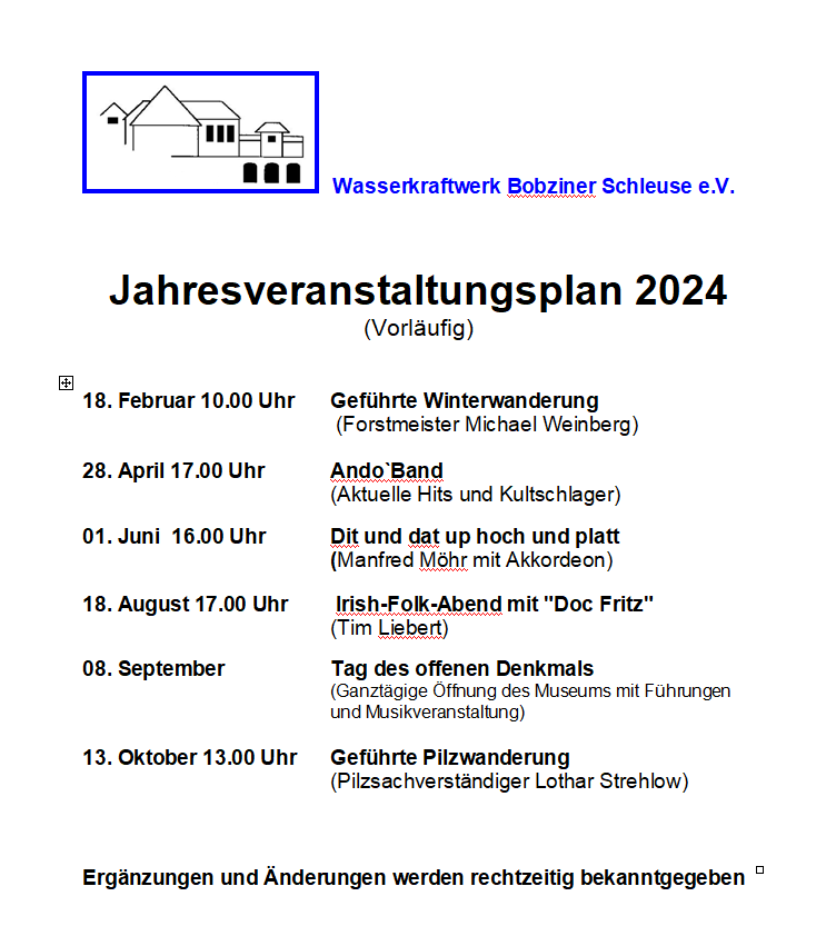 Veranstaltungsplan 2024