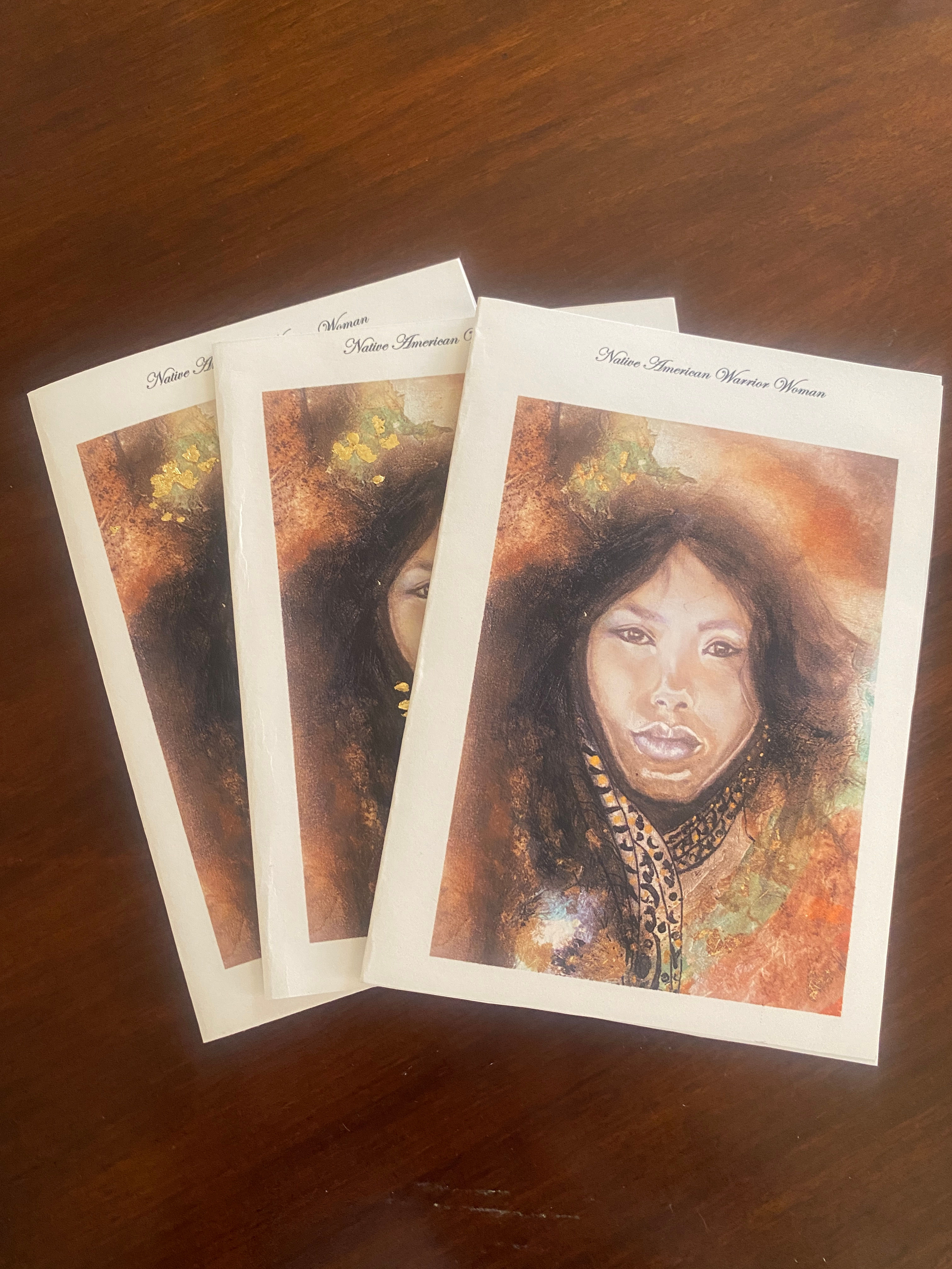 Native American Warrior Woman Greeting Card-Art Print Three Pack