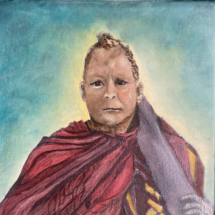 oil painting of monk