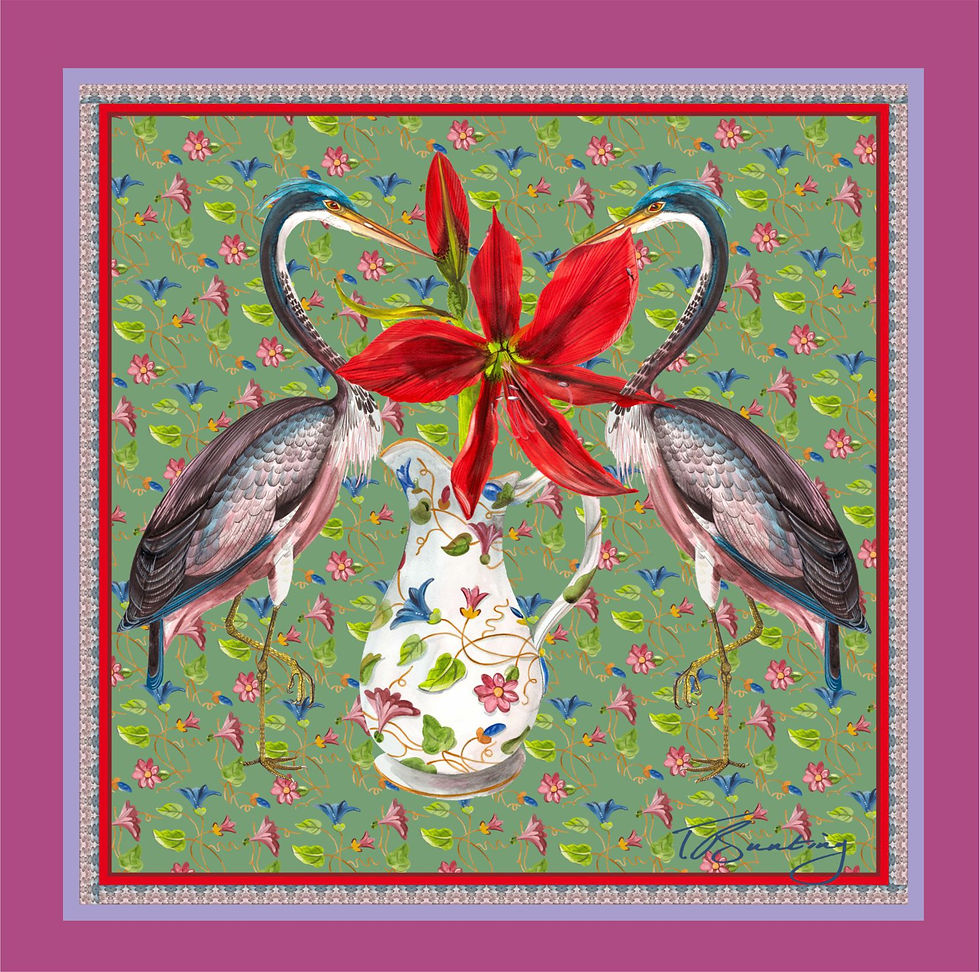 Miniatura: Foulard Amaryllis with Vase in 100% silk