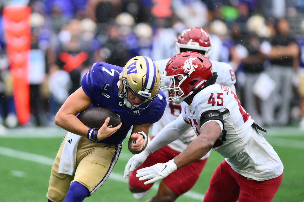 Huskies | Raam Stevenson sacks Washington quarterback Will Rogers