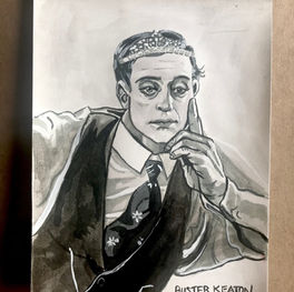 Ink and Marker on Paper - Buster Keaton Portrait- 8x12