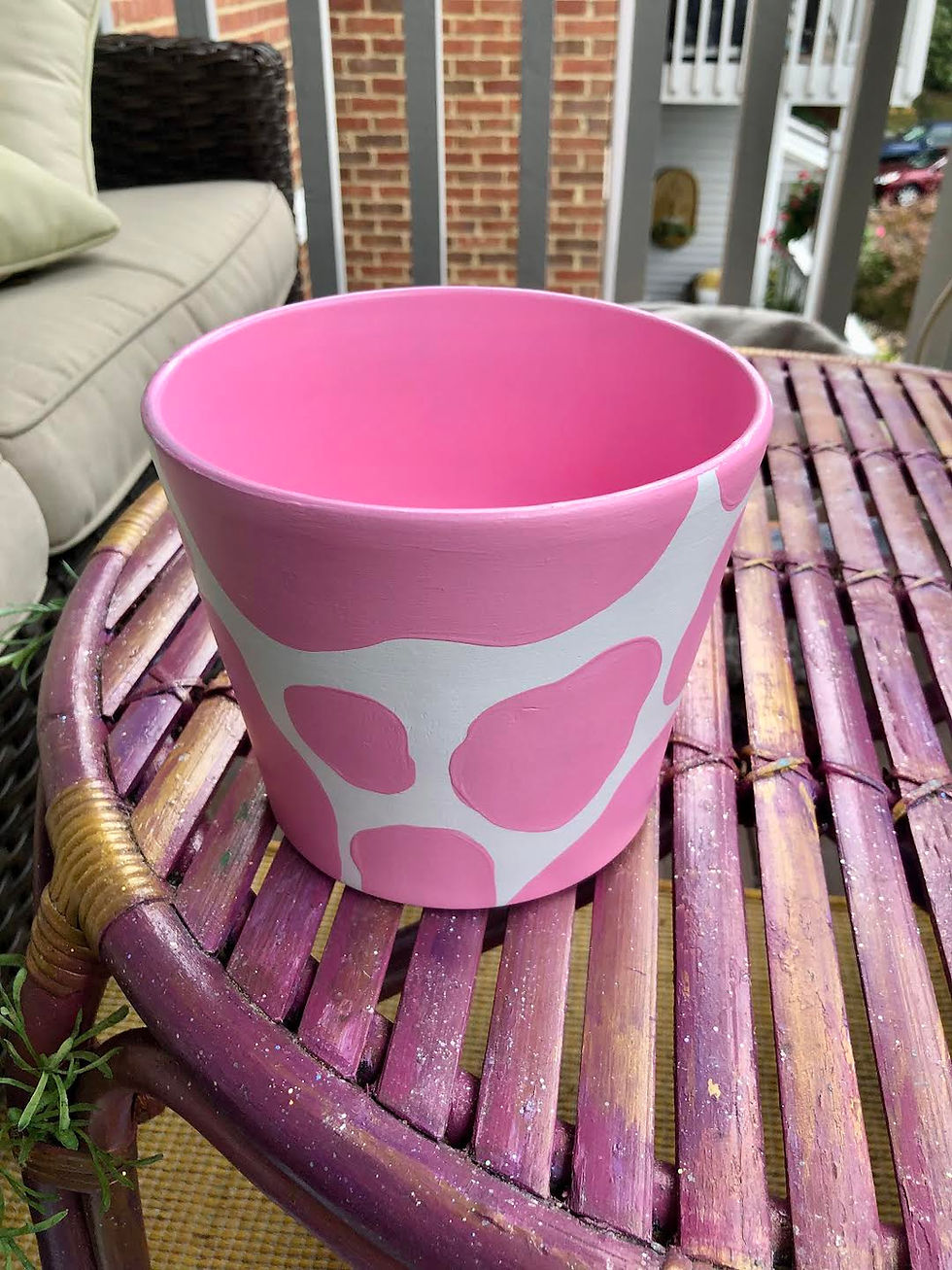Thumbnail: pink cow print cylinder pot 6.3"