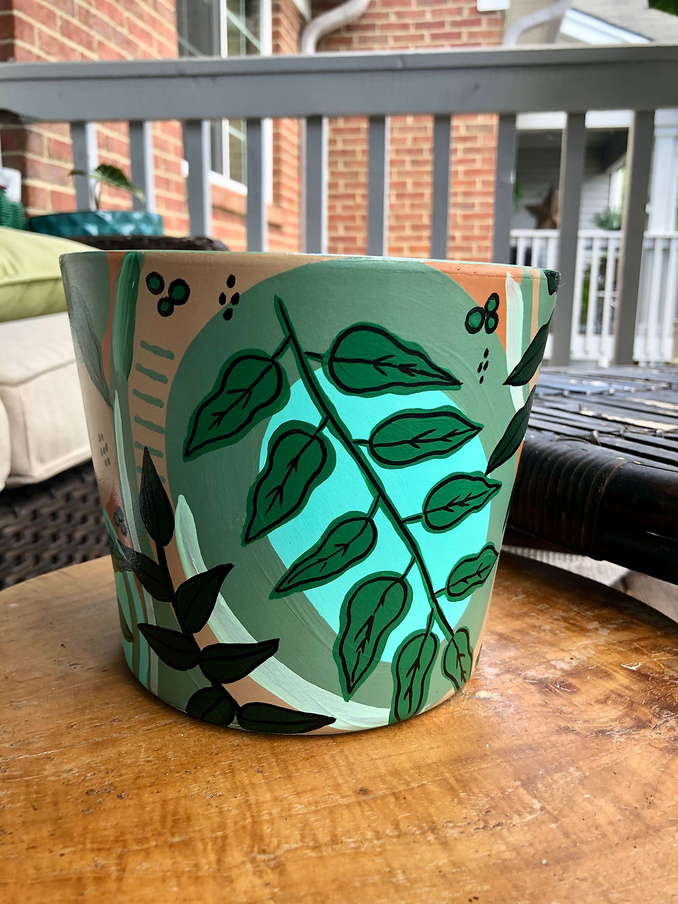 Thumbnail: green + blue botanical pot 6.3"