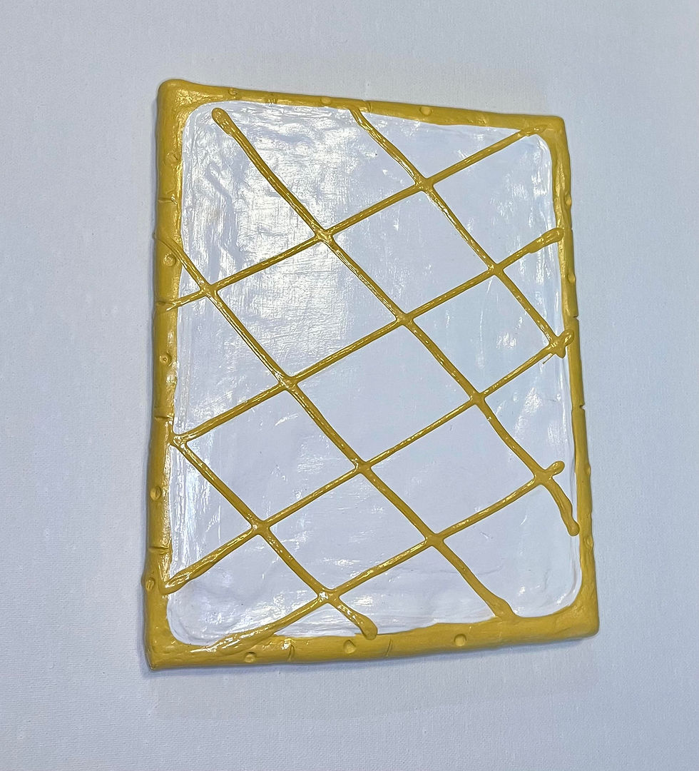 Thumbnail: waffle toaster pastry clay on canvas 8" x 10"