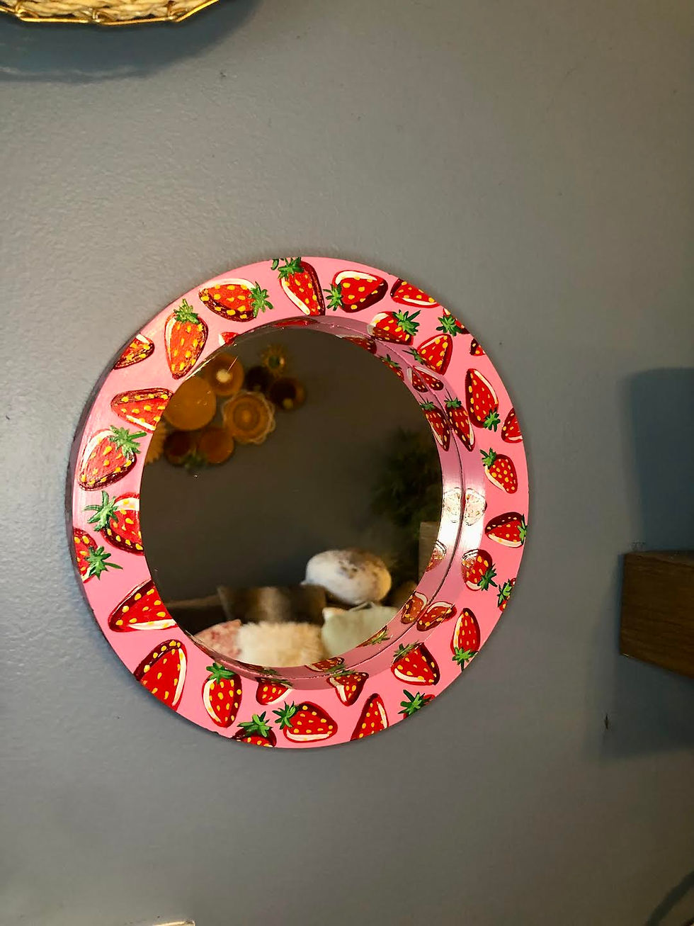 Thumbnail: pink strawberry framed mirror 6"