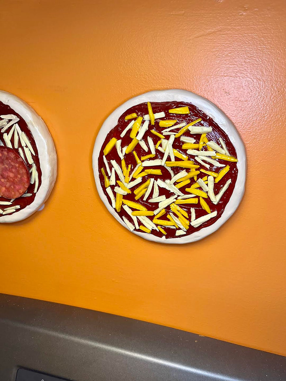 Thumbnail: extra cheese pizza clay on canvas 6"