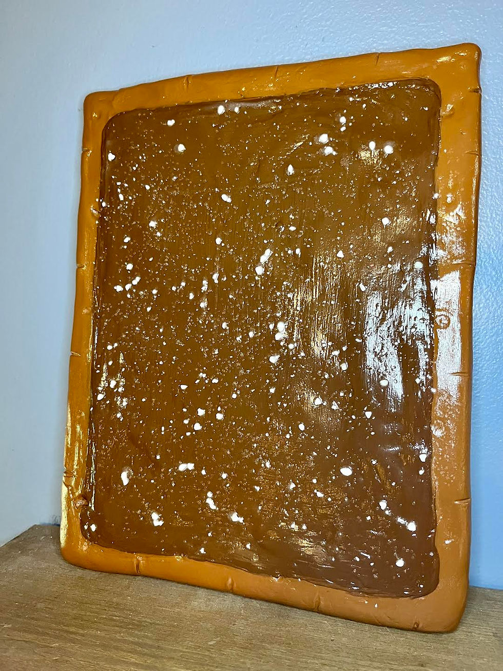Thumbnail: chocolate fudge toaster pastry clay on canvas 8"x10"