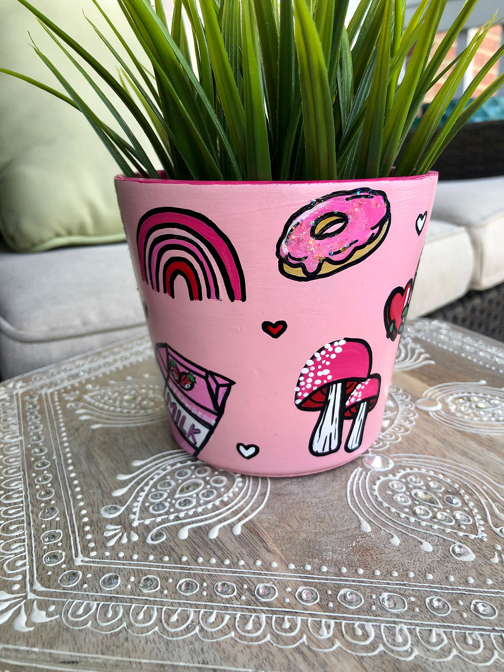 Thumbnail: pink flash art 4.8" cylinder pot