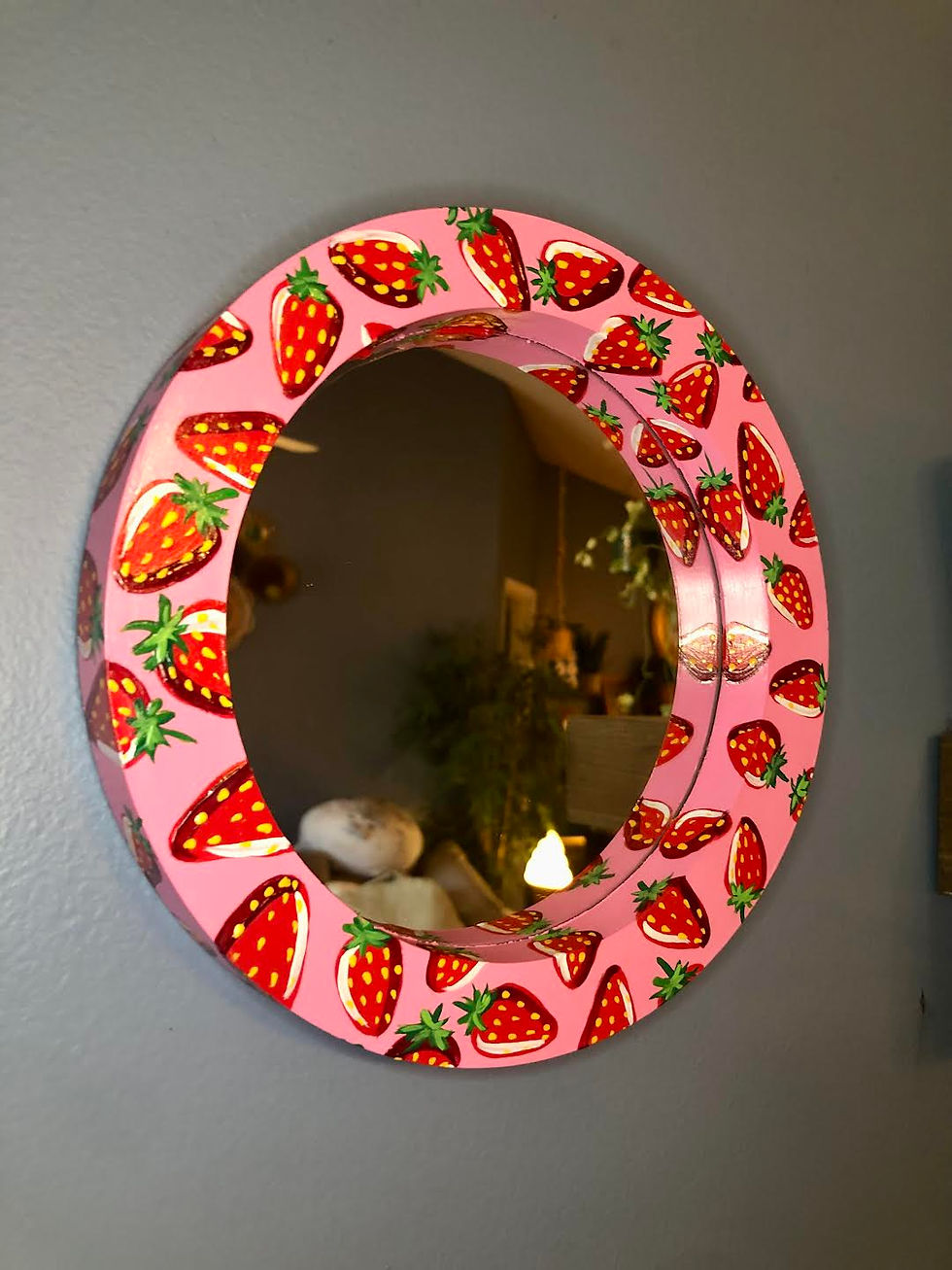 Thumbnail: pink strawberry framed mirror 6"
