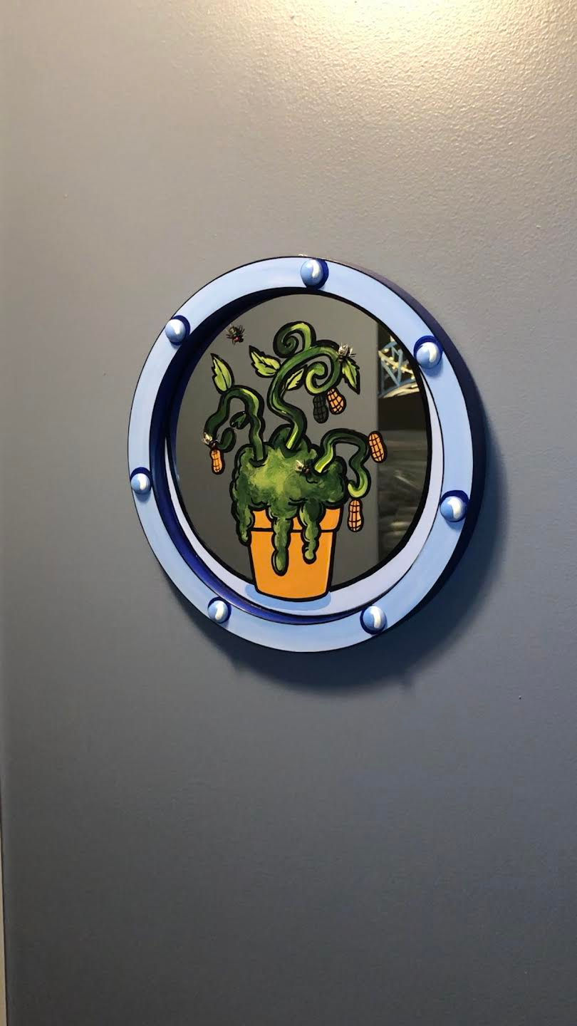 peanut plant porthole mirror 10" x 10"