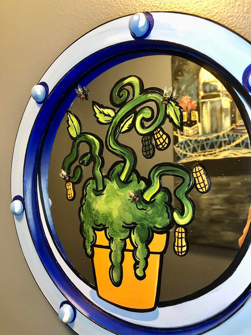 Thumbnail: peanut plant porthole mirror 10" x 10"