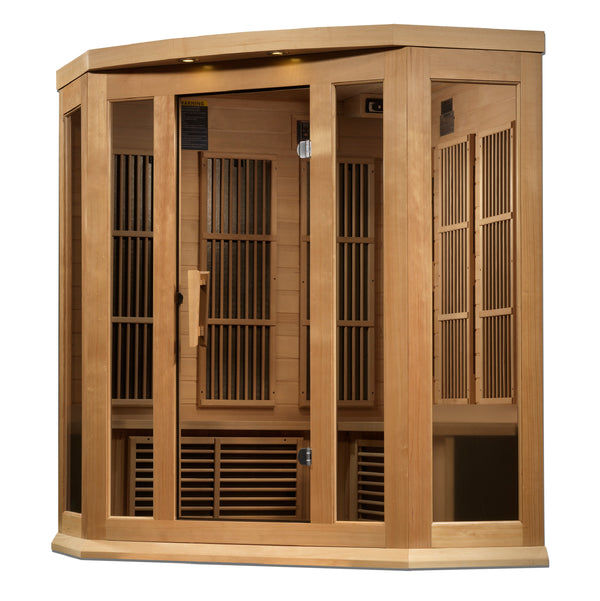 Thumbnail: Maxxus 3 Person Corner Near Zero EMF FAR Infrared Sauna - Canadian Hemlock