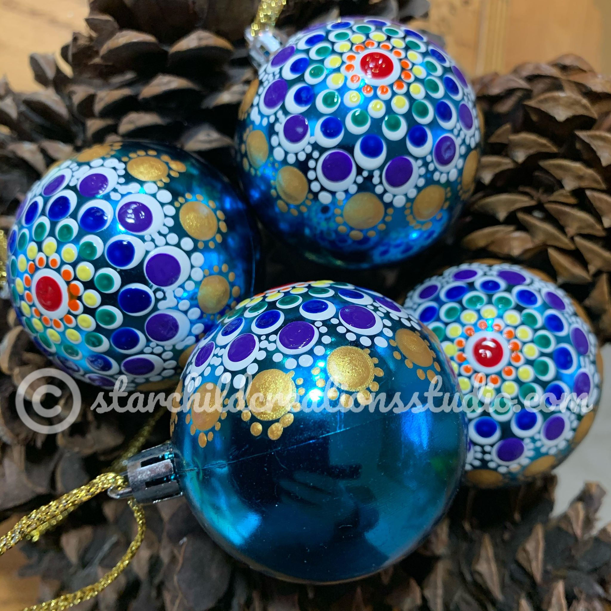 Holiday Mandala Ornament - Rainbow Glitter